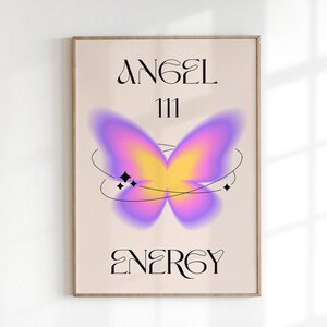 Affiche d&#39;aura d&#39;énergie d&#39;ange, numéro 111, dégradé coloré, art mural spirituel imprimable, impression d&#39;aura d&#39;ange, décoration, téléchargement numérique