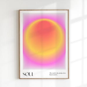 Soul Positive Aura Poster, Spiritual Gradient Aura Prints, Yoga Decor, Colorful Aura Poster, Fashion Wall Art, Digital Download