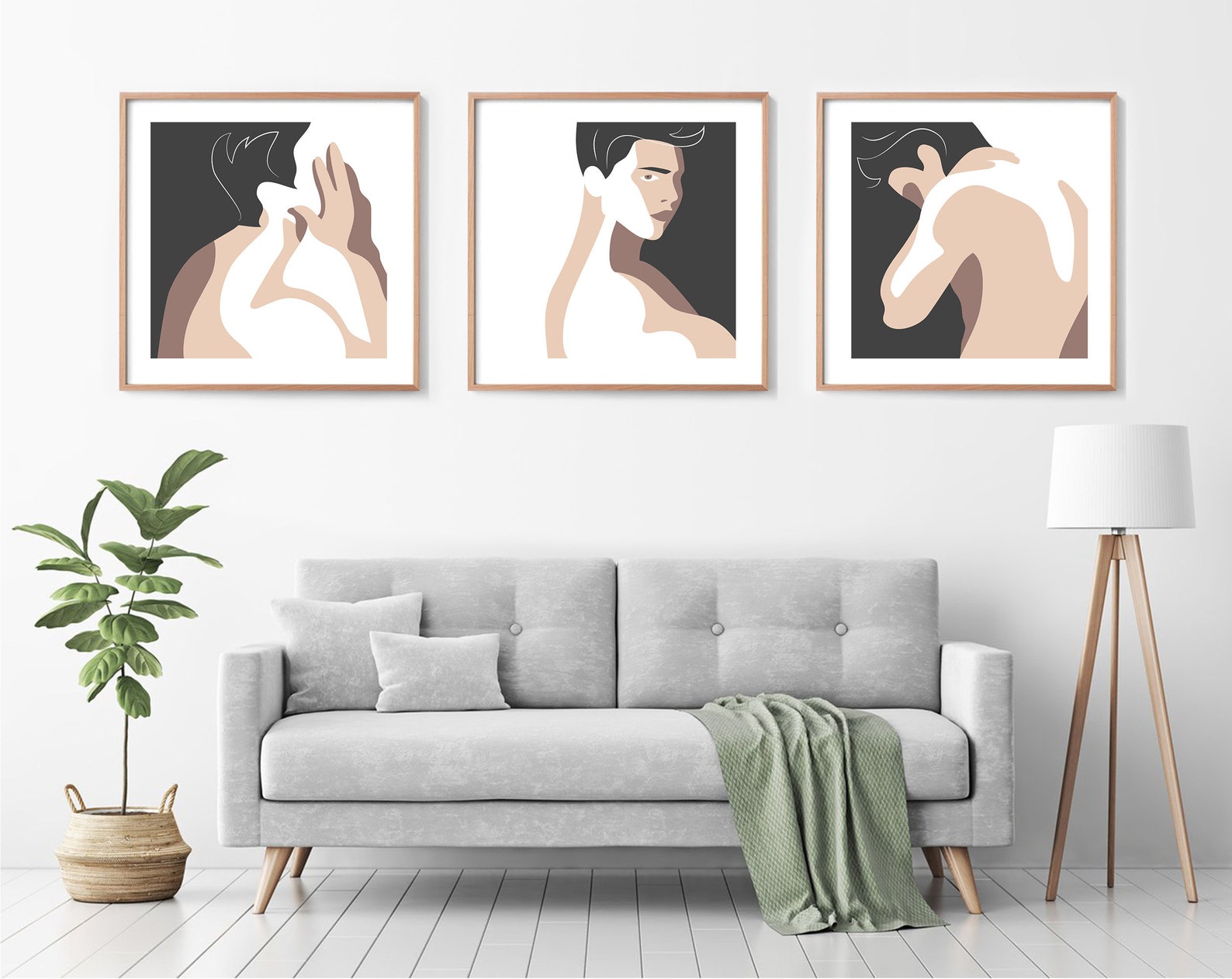 Set of 3 Prints Man Art Large Wall Art Printable Wall Art Etsy