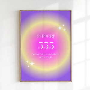 Angel Number Poster 333 Support, Colorful Gradient Aura, Wall Art Printable, Affirmation Posters, Angel Aura Art Print, Digital Download