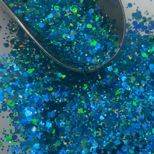 Chunky Holographic Blue Glitter: Crafting & Tumbler Supplies &quot;Lake Days&quot;