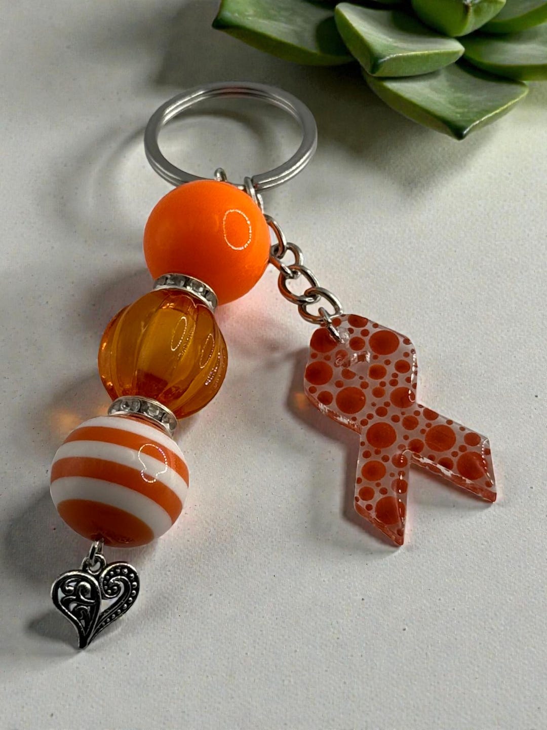 Chunky Bead Cancer Awareness Ribbon Keychain | Meaningful Support ...