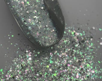 Chunky Iridescent Glitter: Light Blue with Silver Sparkle "Frozen"