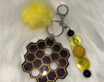 CLEARANCE*ITEMS****Honeycomb Keychain || Bubblegum Bead Keychain || Yellow and Black Keychain || Gift