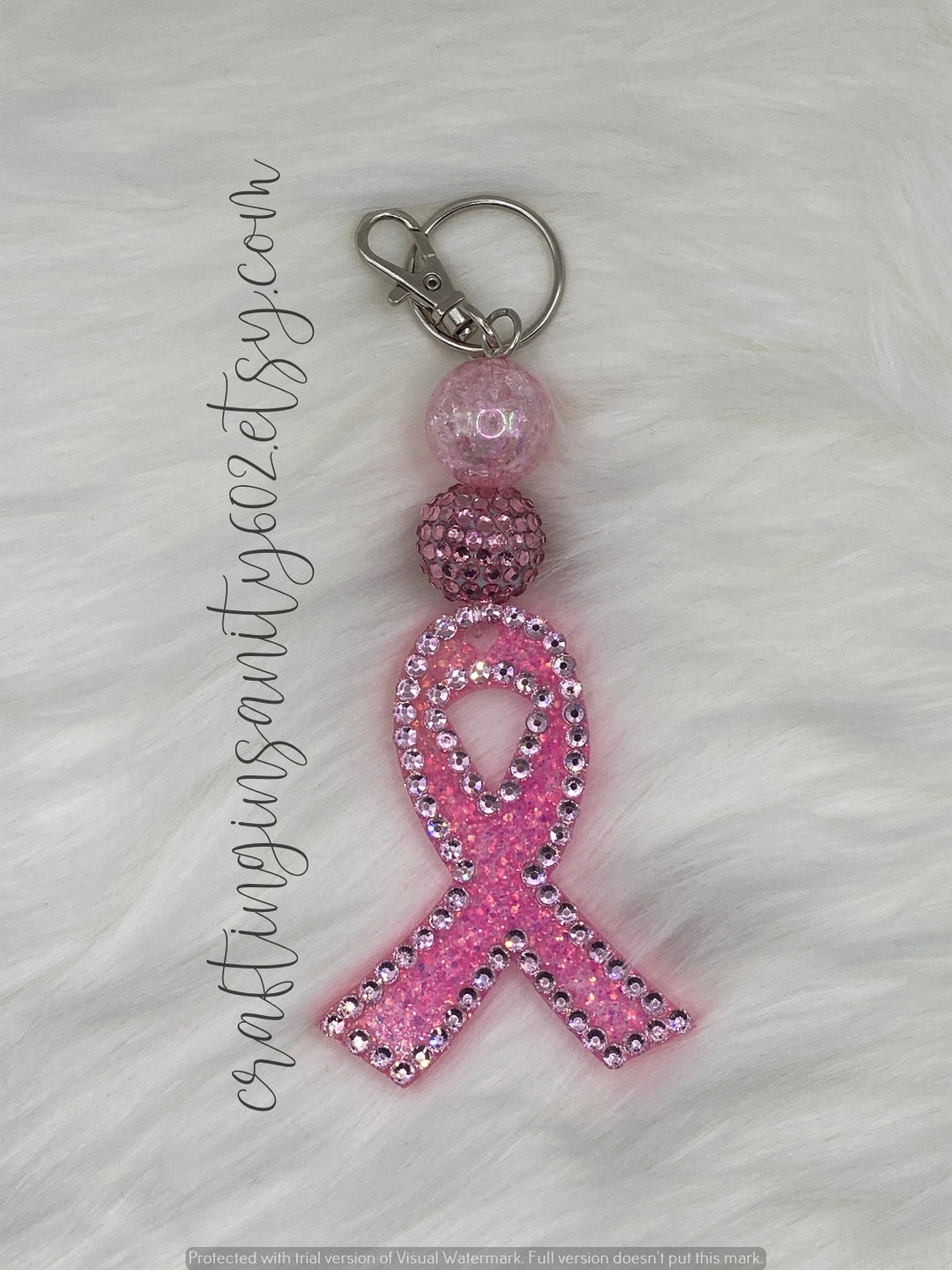 Bubblegum Bead Cancer Awareness Ribbon Keychain – A Bright and Cheerful ...
