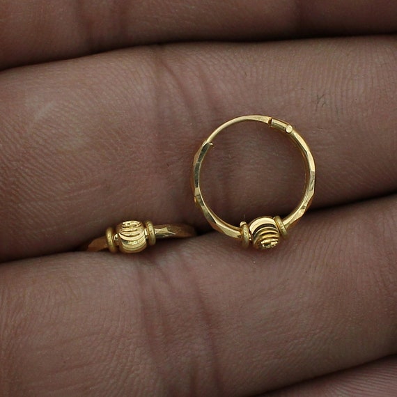 22k Yellow Gold Hoop Bali Earrings Handmade Yellow gold Etsy