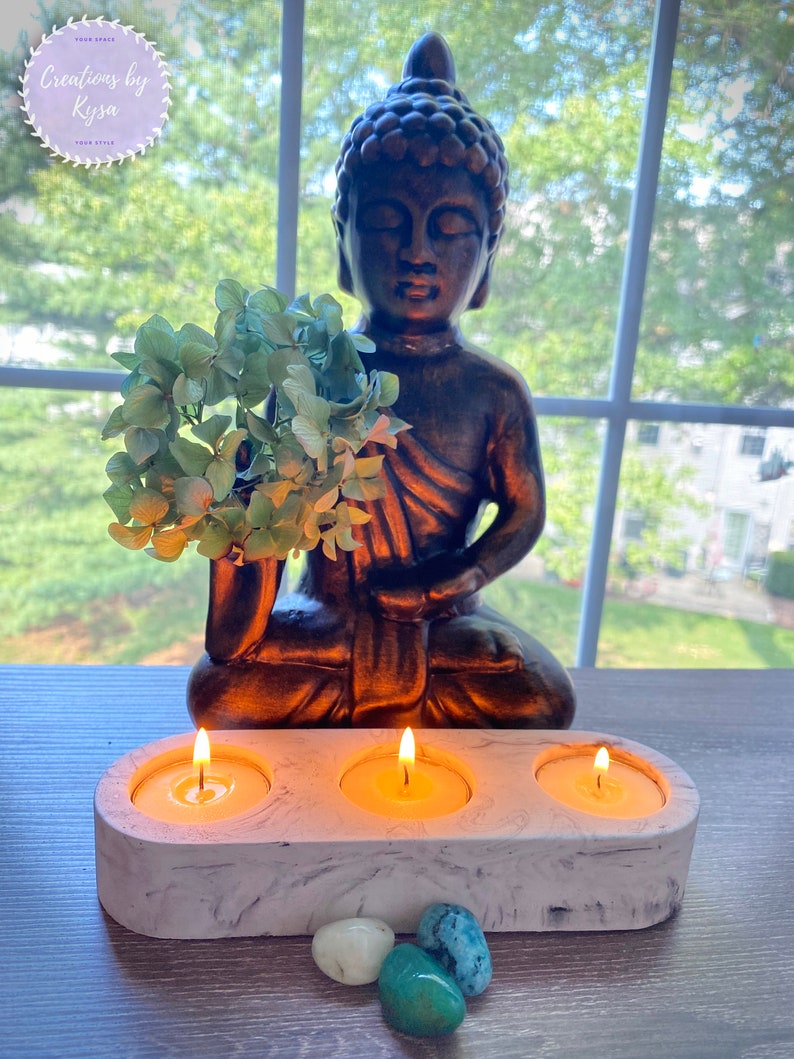 Tea Light Candle Holder Marble Candle Holder Concrete Candle Etsy