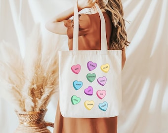 Custom Tote Bag Canvas Book Boyfriend Bookish Tote Bag Conversation Heart Book Lover Tote Bag Reader Tote Bag Library Tote Bag Booktok Merch
