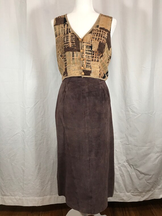 Bagatelle Chocolate Brown Suede Leather Skirt-Vint
