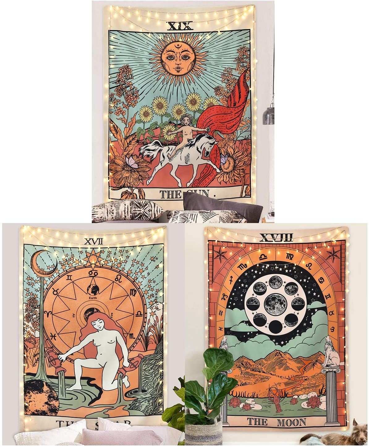 3 Tarot Tapestry Sun Tapestry Wall Hanging Throw Wall Hanging Etsy