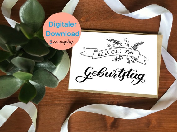 Digitale Glückwunschkarte Geburtstag Alles Gute Zum - Etsy
