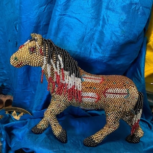 Beaded Horse Sculpture: Guatemalan Folk Art Figurine. *. Mayan Tribal Beadwork