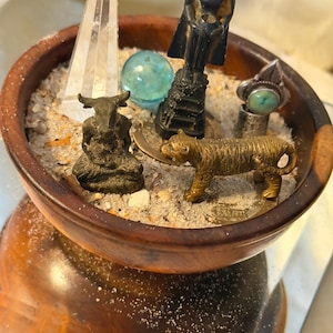 Miniature Personal Altar Shrine:  Symbolic Devotional Objects  *  Exotic Wood Bowl  *     Create A Shrine Kit