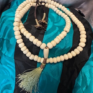 Camel Bone Prayer Mala: 108 Handmade Meditation Beads, Rajasthan India