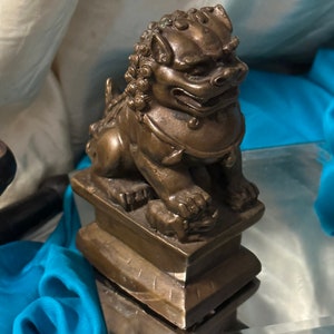 Hand Cast Bronze Temple Lion Statue  *  Nepali Altar Guardian  *  Traditional Temple Protector  *  Nepal