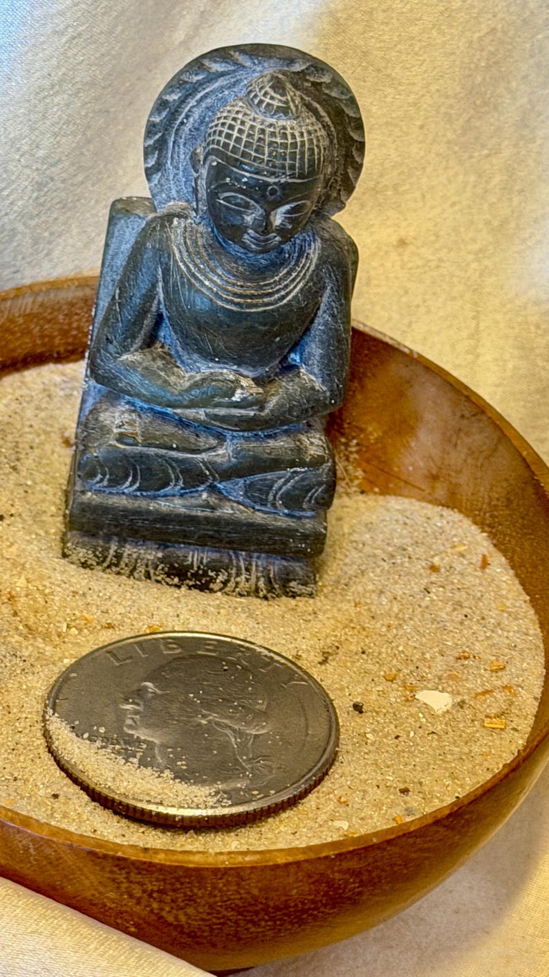 Hand Carved Granite STONE BUDDHA Statue : Vintage Miniature Sculpture ...