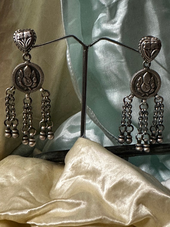 GANESH TRIBAL EARRINGS Silver  *  India Tribal Si… - image 3