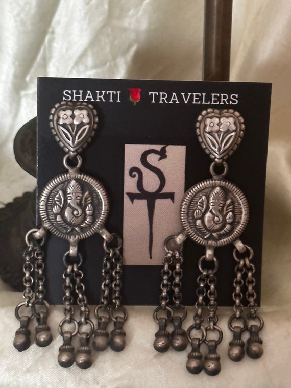 GANESH TRIBAL EARRINGS Silver  *  India Tribal Si… - image 6