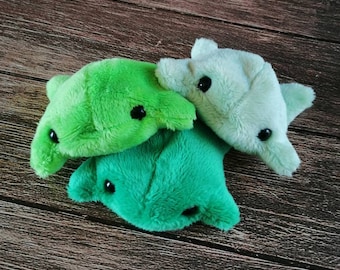 Bean Frog Plush Set: Three Shades of Green, Pocket Friends