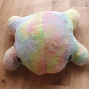 Rainbow tyedye luxury faux fur fluffy giant frog cushion. Froggy friend. Frog lovers. Fun cushion. Home decor. Handmade. Frog plushies.