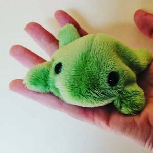 Baby bean frog. Cute soft fluffy frog filled with plastic pellets. Handmade frog friend. Stress release bean bag hand toy. Frog bean bag