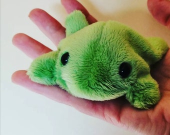 Baby bean frog. Cute soft fluffy frog filled with plastic pellets. Handmade frog friend. Stress release bean bag hand toy. Frog bean bag