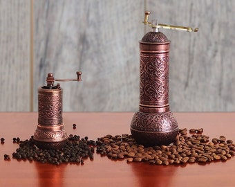 Set of Two, Manual Coffee Grinder and Manual Pepper Grinder, Turkish Coffee Grinder, Manual Coffee Mill, Antique Coffee Grinder