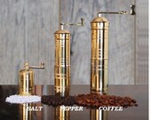 Set of 3, Traditional Turkish Coffee Grinders, Pepper Mill, Salt Grinder, Brass Mill, Manual Coffee Grinder, Manual Pepper and Salt Grinder