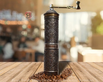 Antique Coffee Grinder, Refillable Turkish Style Mill with Qualification Adjustable Grinder, Manual Coffee Mill with Handle