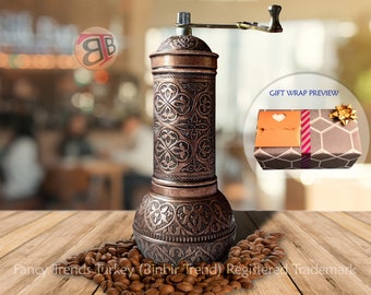 Antique Coffee Grinder, Refillable Turkish Style Mill with Qualification Adjustable Grinder, Manual Coffee Mill with Handle