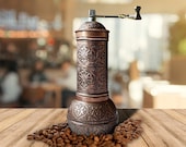 Antique Coffee Grinder, Refillable Turkish Style Mill with Qualification Adjustable Grinder, Manual Coffee Mill with Handle
