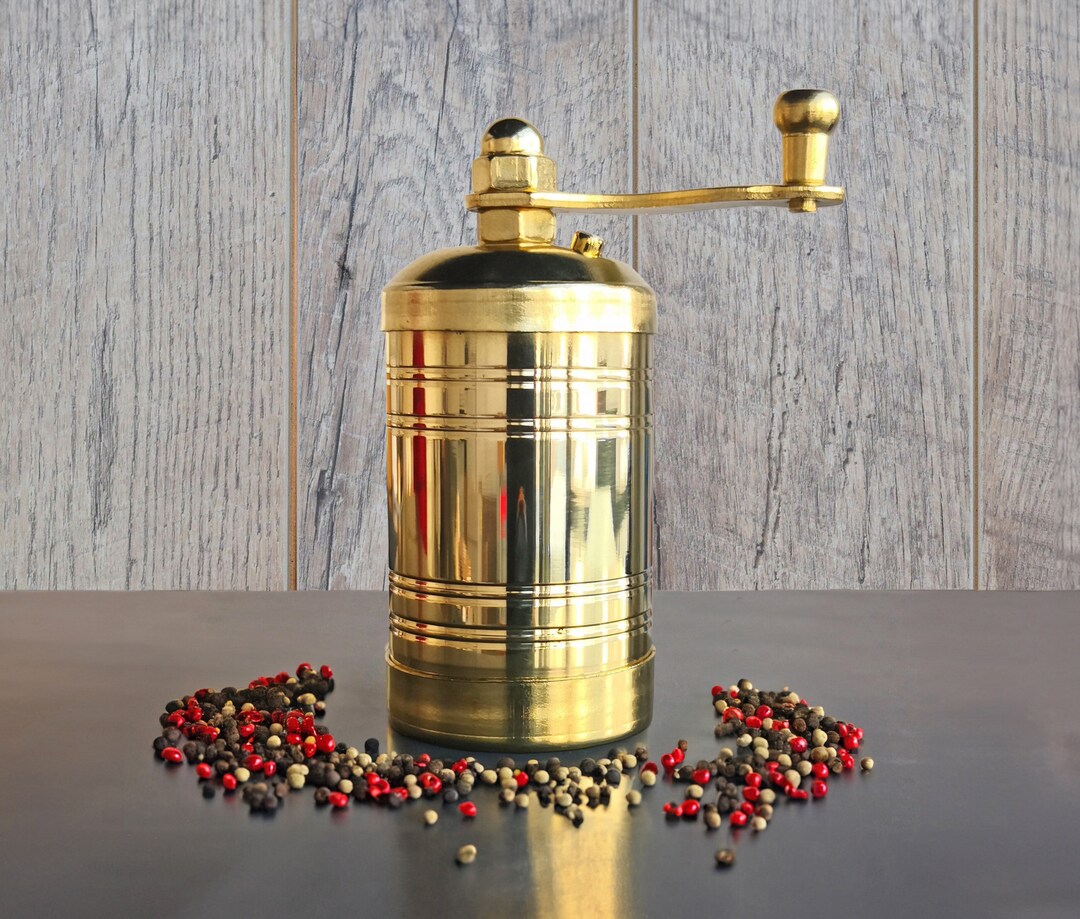 Brass Pepper Grinder, Spice Grinder, Herb Grinder, Brass Coffee Mill