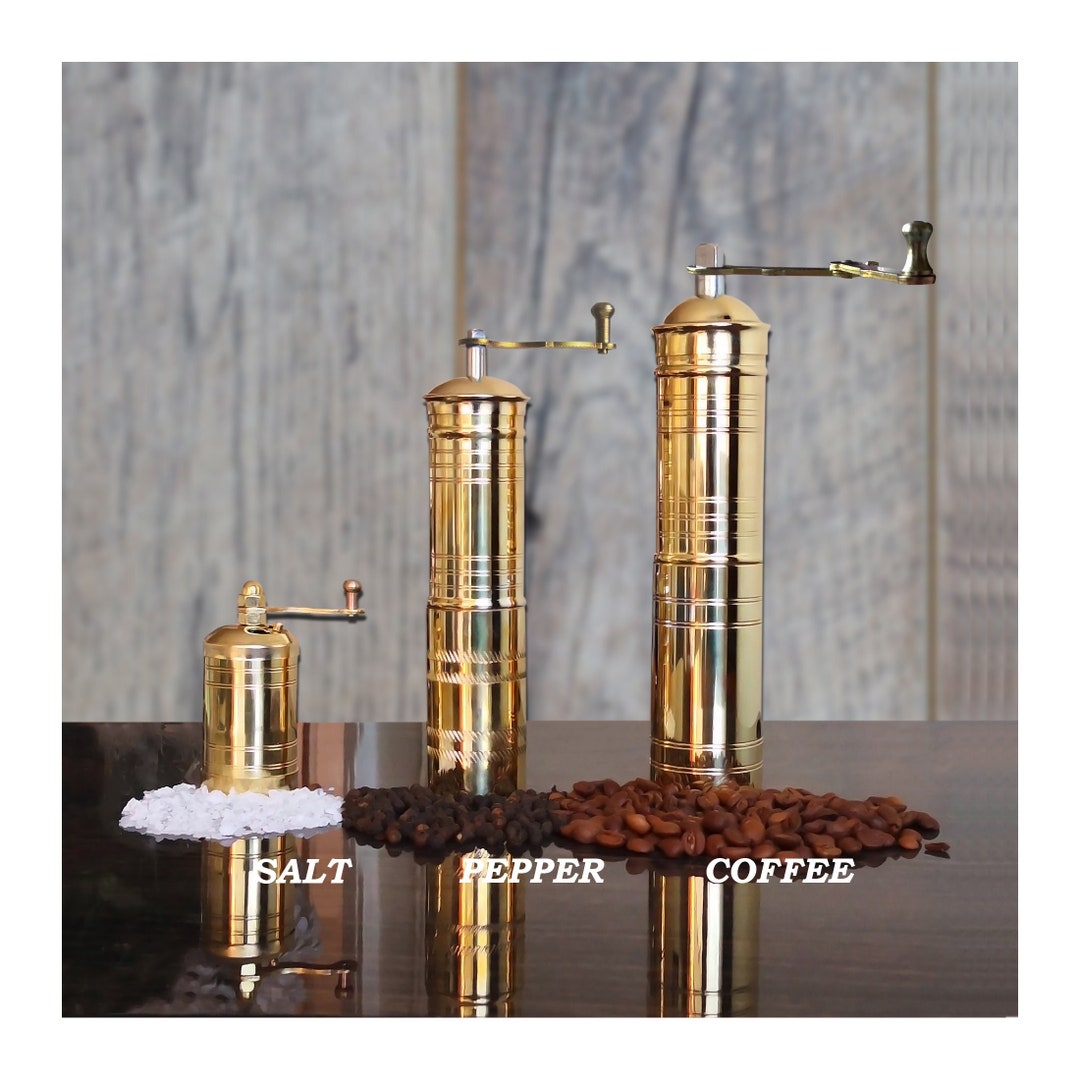 Set of 3, Traditional Turkish Coffee Grinders, Pepper Mill, Salt Grinder, Brass Mill, Manual Coffee Grinder, Manual Pepper and Salt Grinder