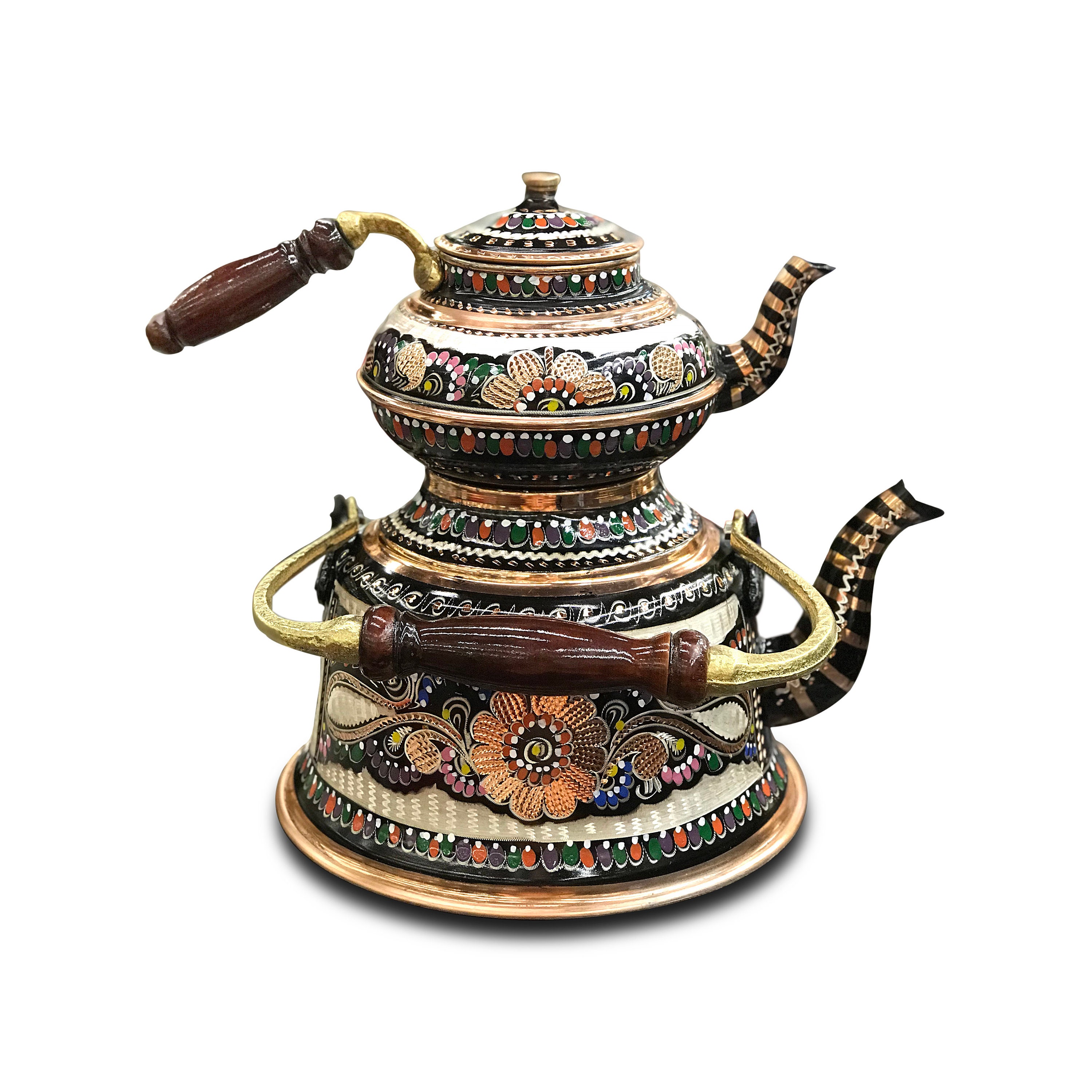 Handmade Copper Stovetop Teapot Kettle Set Unique Turkish Etsy