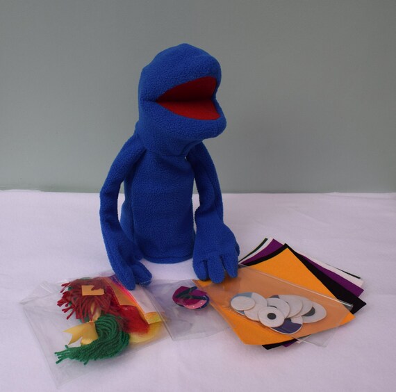 Mid Blue Hand Puppet With Interchangeable Features Etsy UK