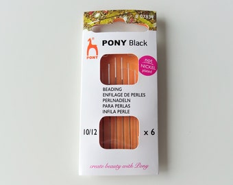 Pony Schwarz Perlennadeln, Größe 10/12 6er Pack, Nickelfreie Nadeln, Perlennadeln, Handnähnadeln, Bastelbedarf