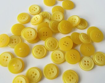 Trimits Yellow Ombre 4 Hole Buttons, 15mm Yellow Buttons, Small Round Yellow Buttons