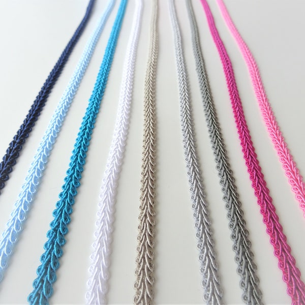 6mm Gimp Braid in Assorted Colours, Sold by the Meter, Dressmaking Braid, Craft Supplies, Scrolled Gimp Braid, Upholstery Trim