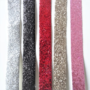 Sparkle Glitter Ribbon in Gold Pink Red Silver & Black, 1" Width and Sold by the Meter, Dressmaking Trim