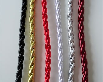 Twisted Cord Braid in Assorted Colours and Widths , Sold by the Meter, Homeware Braid, Soutache Trimming