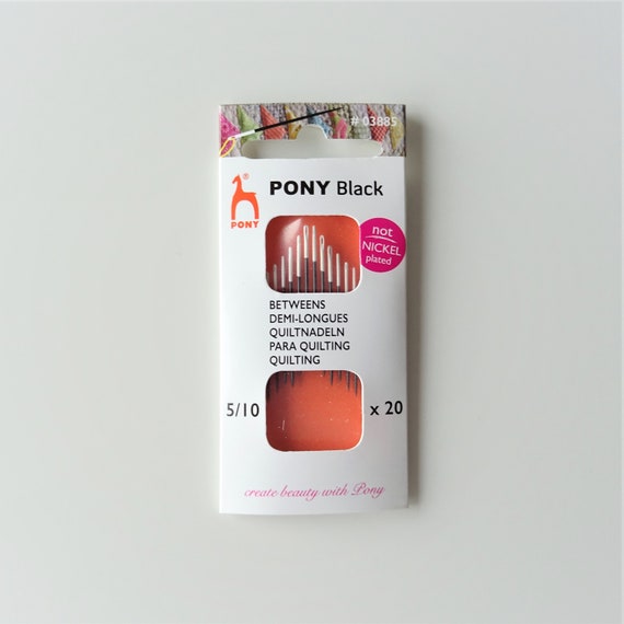 Pony Black Betweens Needles, Size 5/10 Pack of 20, Nickle Free Needles, Hand Sewing Needles, Craft Supplies, Hand Quilting Needles