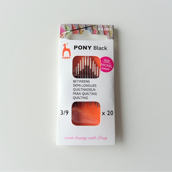Pony Black Betweens Needles, Size 3/9 Pack of 20, Nickle Free Needles, Hand Sewing Needles, Craft Supplies, Hand Quilting Needles