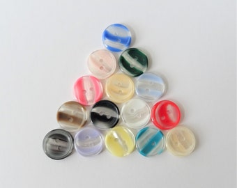 Trimits Striped 15mm Buttons Available in Various Colours, Small Round Buttons, Pack of 5 Buttons, Striped Buttons