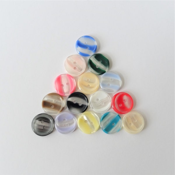 Trimits Striped 15mm Buttons Available in Various Colours, Small Round Buttons, Pack of 5 Buttons, Striped Buttons