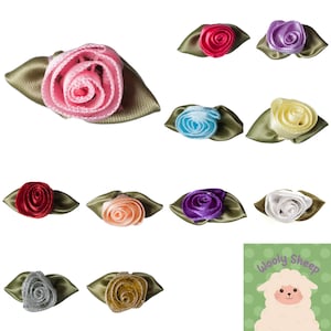 Satin Ribbon Roses, Pack of 10,  Large Rose 3cm (1.5&quot;), Various Colours Available, Embellishments for Underwear, Hairbands, Weddings
