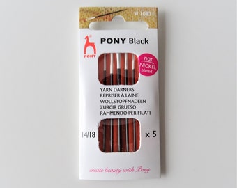 Pony Black Darning Needles, Size 14/18 Pack of 5, Nickle Free Needles, Hand Sewing Needles, Craft Supplies