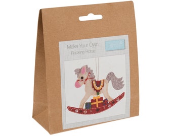Christmas Rocking Horse Felt Decoration Kit, Make Your Own Christmas Gift Idea, Felt Kit for Children
