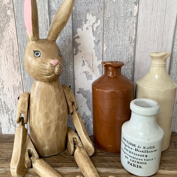 Medium Hennow Hare Wooden Articulated Rabbit, Unique Farmhouse Decor and Accessories, Easter Gifts For Friends and Family