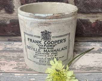 Rare 2lb Dumpy Antique Frank Cooper’s Stoneware Marmalade Pot, English Advertising Pot, Utensil Pot