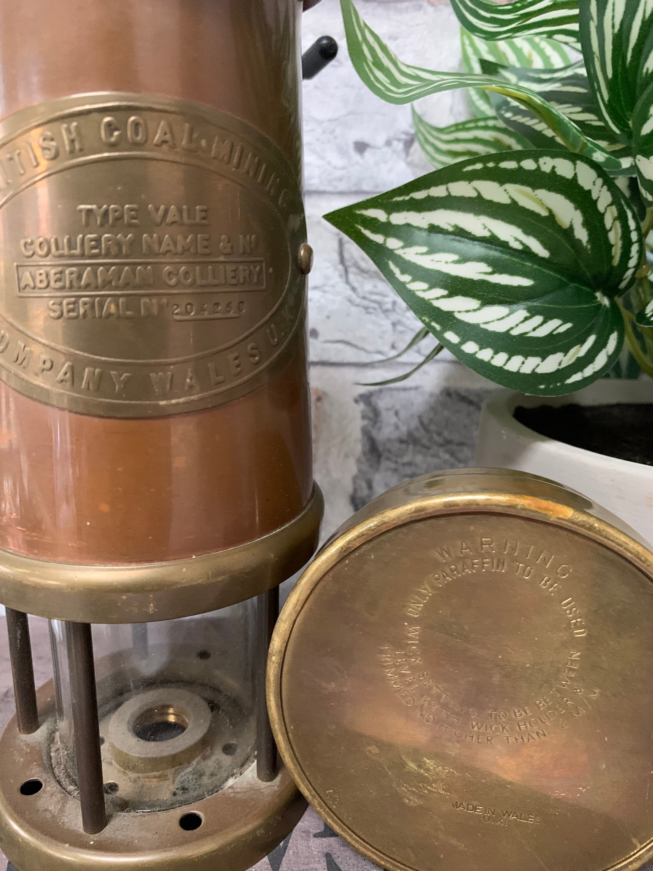 Aberaman Colliery Miners Lamp Reproduction, Welsh Paraffin Lamp